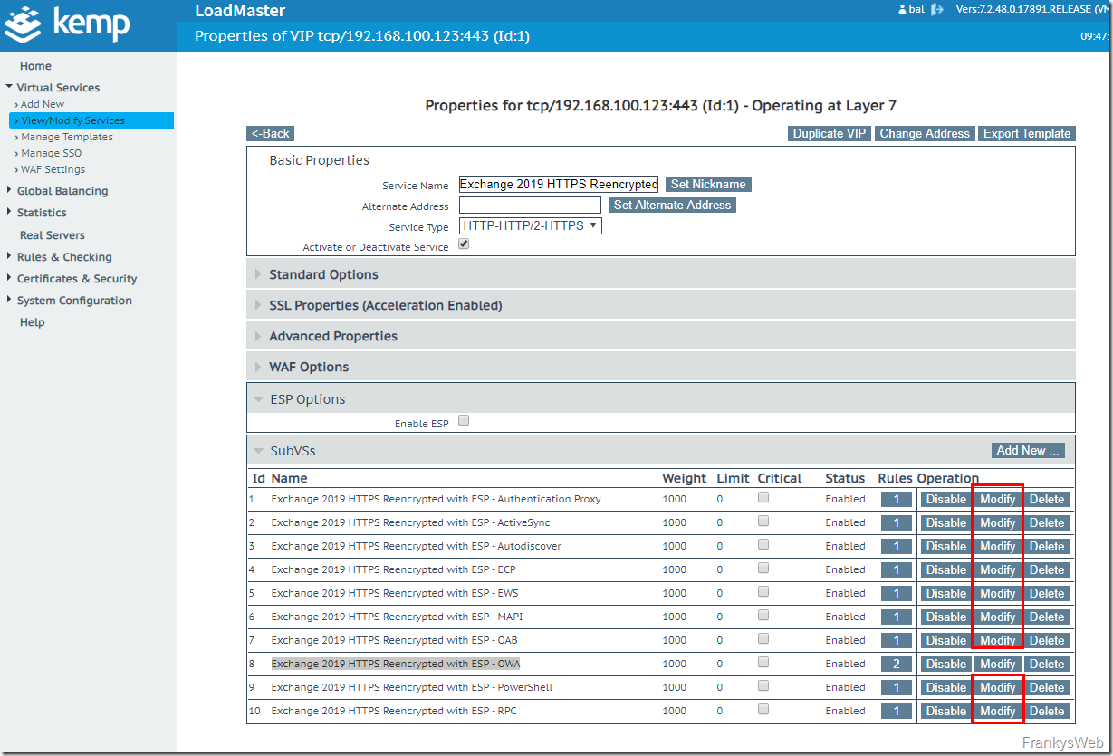 Howto: Exchange 2019 und Kemp Loadmaster mit ESP