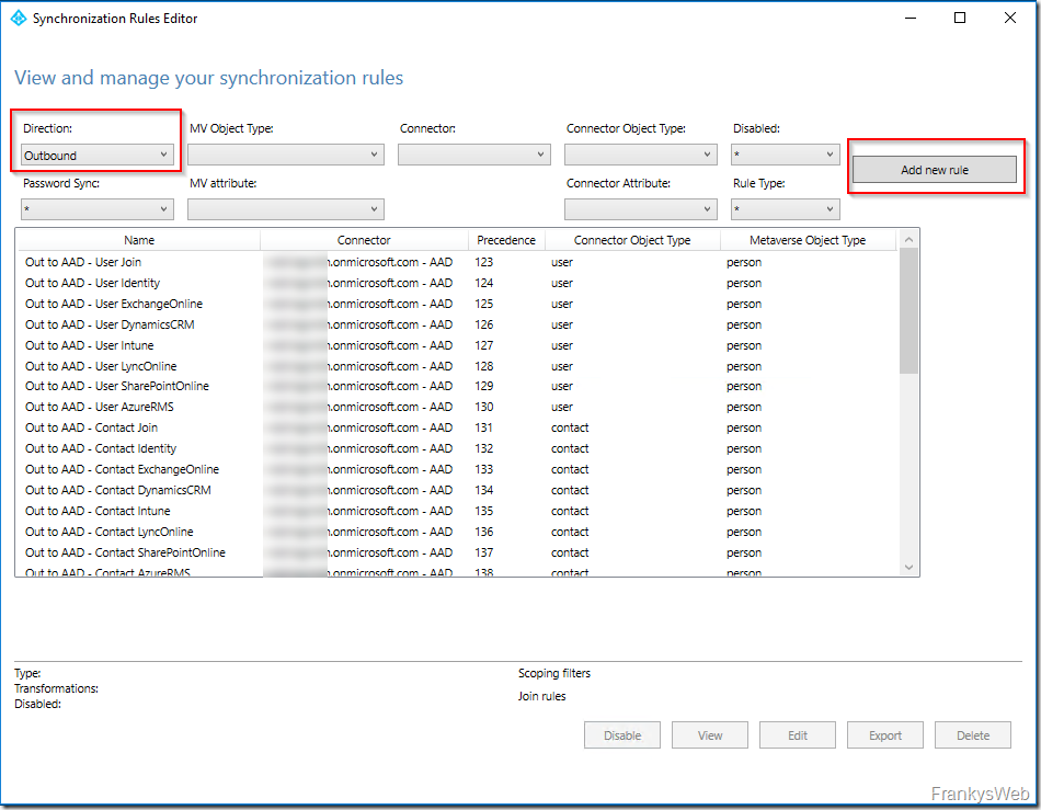 Microsoft 365: Outbound synchronization rule