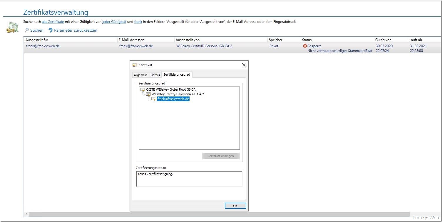 NoSpamProxy S/MIME certificate