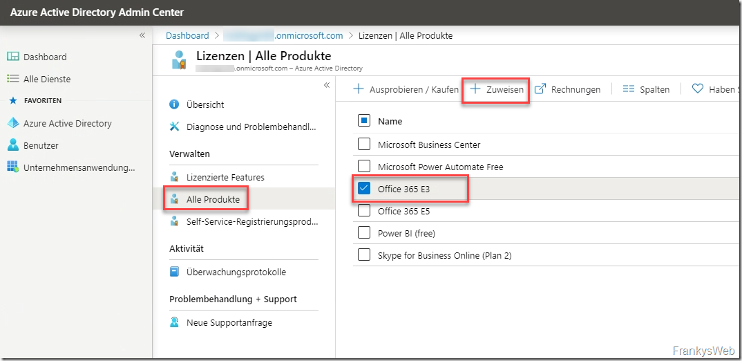 Azure AD: Linzenz per Gruppe zuweisen