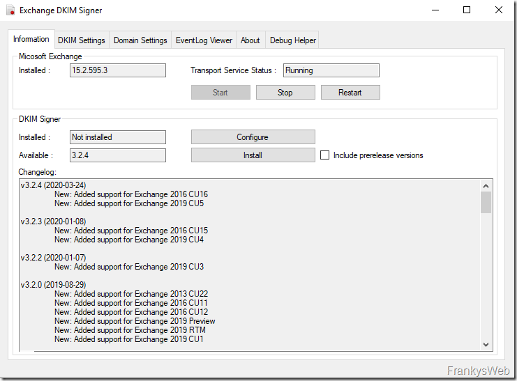 Exchange DKIM Signer GUI