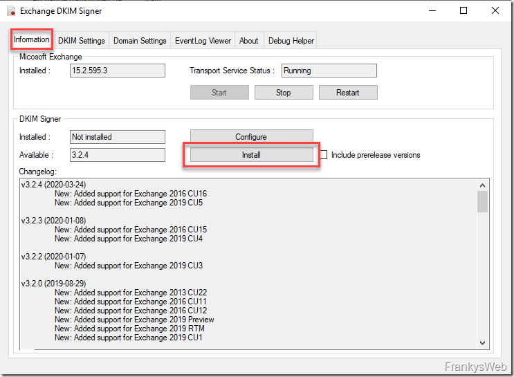 Exchange DKIM Signer GUI