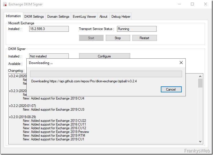 Exchange DKIM Signer GUI