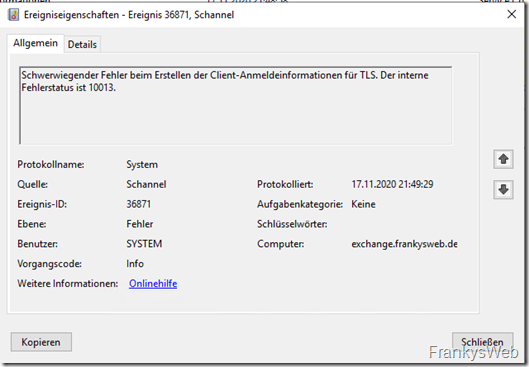 Exchange: Schannel 36888 / 36871 Fehler nach Erneuern des BackEnd Zertifikats