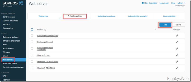 Sophos XG Protection Policy