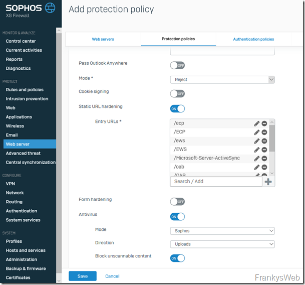 Sophos XG Protection Policy