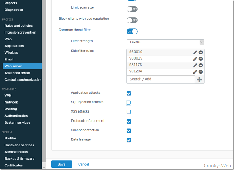 Sophos XG Protection Policy