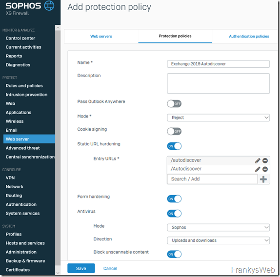 Sophos XG Protection Policy