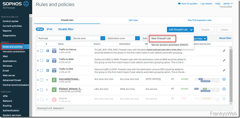 Sophos XG Firewall Rule