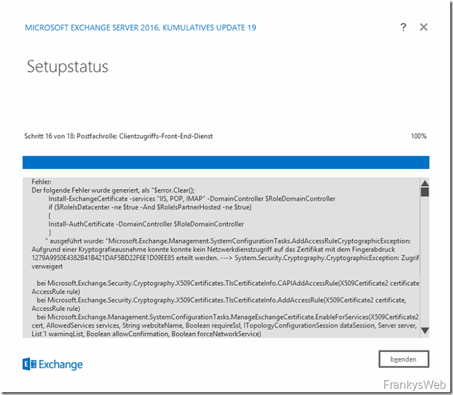 WIN-ACME: Installation eines Exchange CUs schlägt fehl