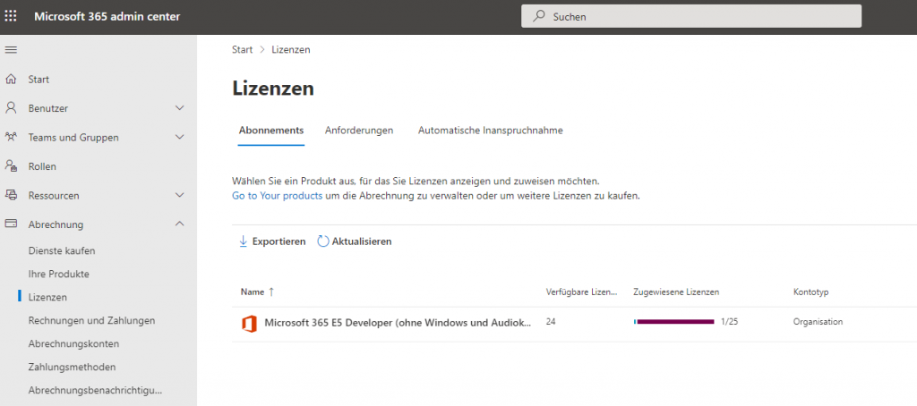 Übersicht der Microsoft 365 Lizenzen