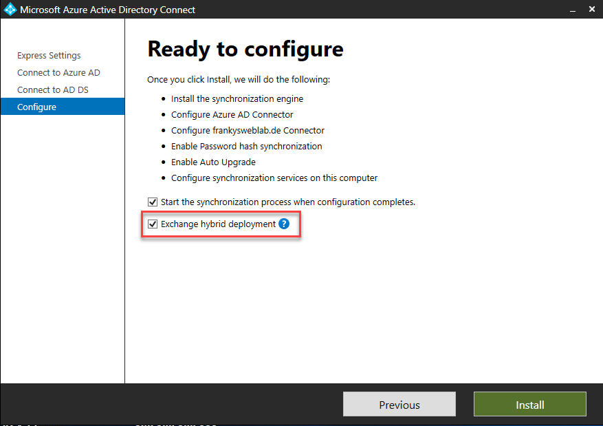 Azure Active Directory Connect Installation