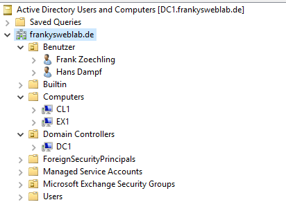 Active Directory Konfiguration im Lab