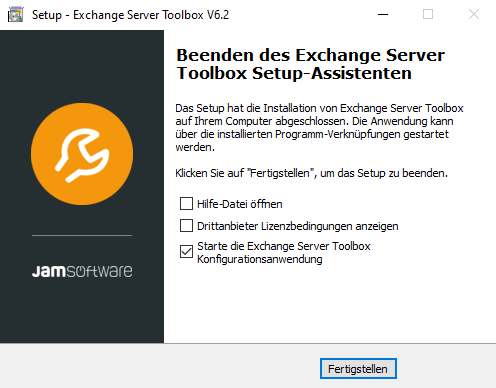 Exchange Server Toolbox Konfiguration