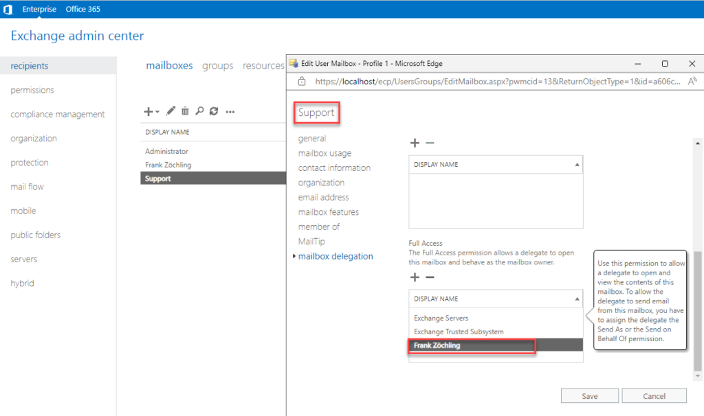 Exchange Server: AutoMapping ohne Vollzugriff auf das Postfach