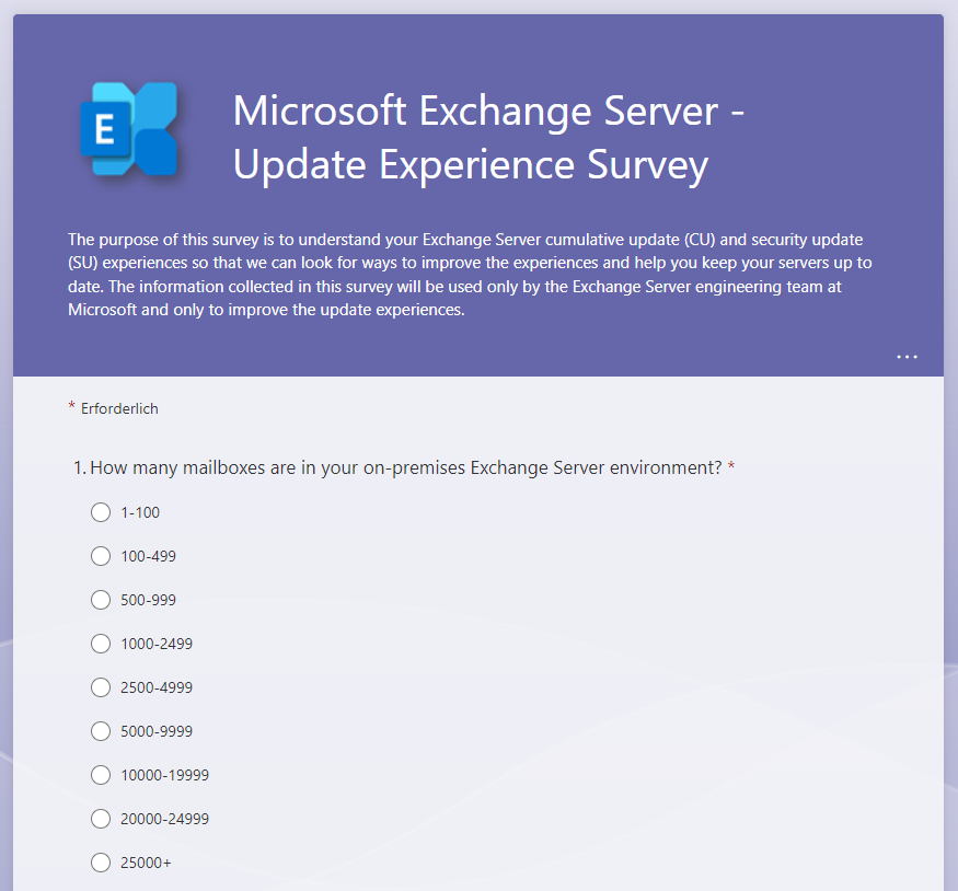 Microsoft bittet um Feedback zu Exchange Updates