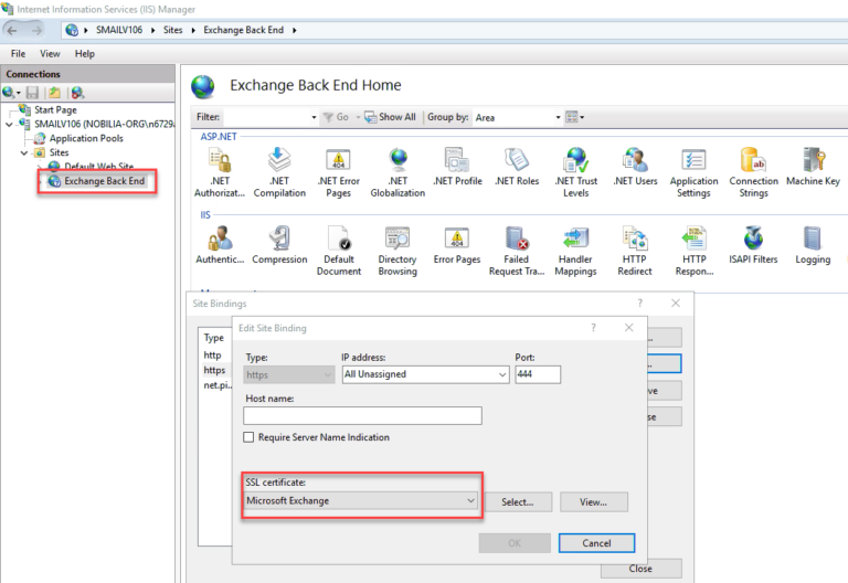 Erneuern des Zertifikats für das Exchange Server Back End Frankys Web