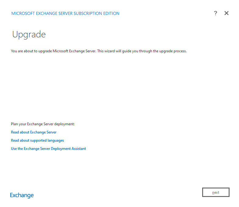 Exchange SE Inplace Upgrade